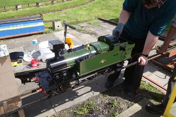 5" GWR with a blower installed, Will is about to light the boiler.